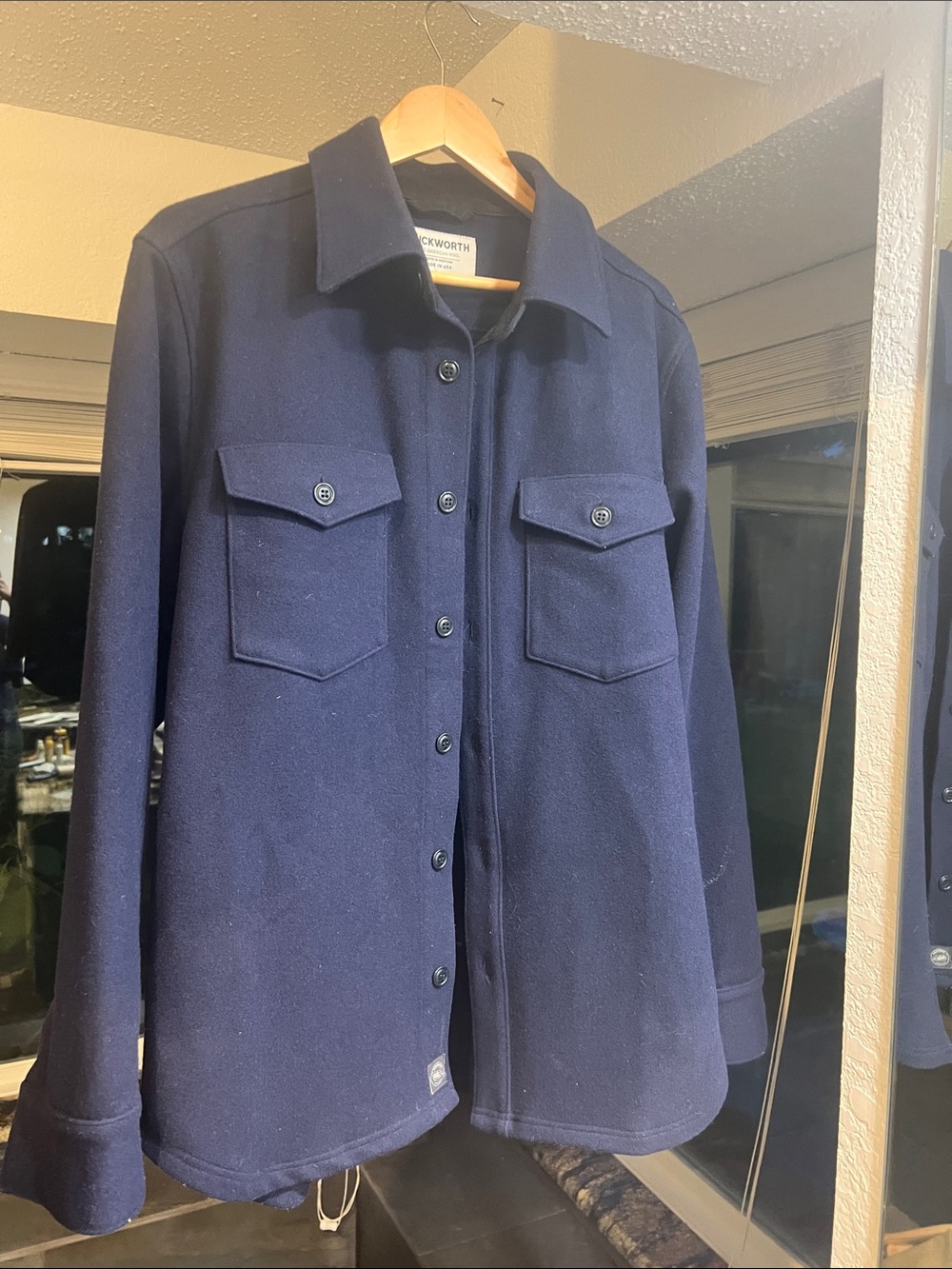 Worth Navy Button-Front Utility Jacket